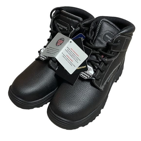 New Skechers Men’s Size 8.5 Wide Fit Steel Toe Memory Foam Burgin Work Boot - Picture 4 of 7